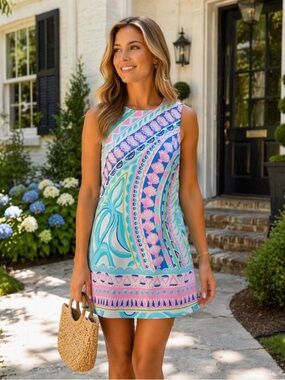 Lilly Pulitzer Narissa Stretch Shift Dress Size 00 NWT Bright Coastal Print